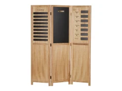 Sale Separador de ambiente 170x120x2 cm biombo de madera natural Negro / Marru00f3n