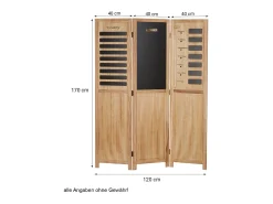 Sale Separador de ambiente 170x120x2 cm biombo de madera natural Negro / Marru00f3n