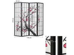Separador de ambiente 176x2x179 cm negro Shoji