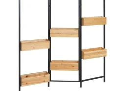Separador de ambientes con jardinera MCW-L32, marco negro, color natural