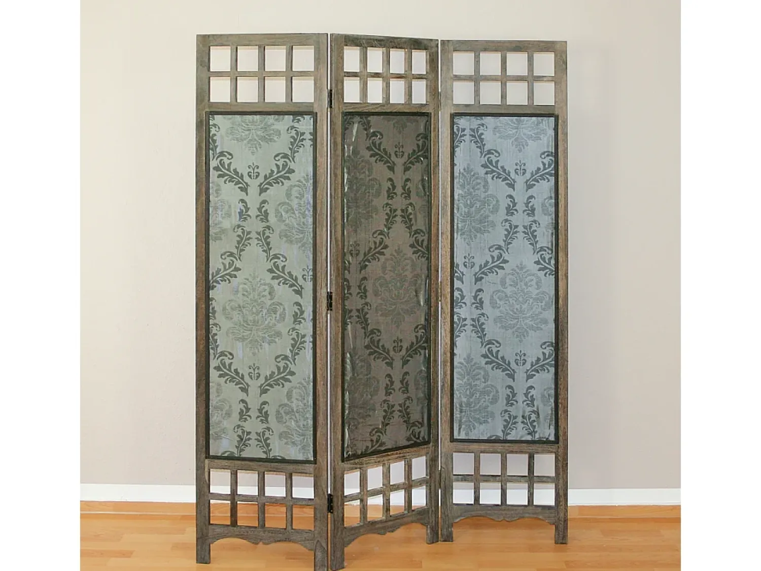 Biombo^Separador de habitación 170x120x2 cm Marrón Gris con patrón Negro / Marru00f3n