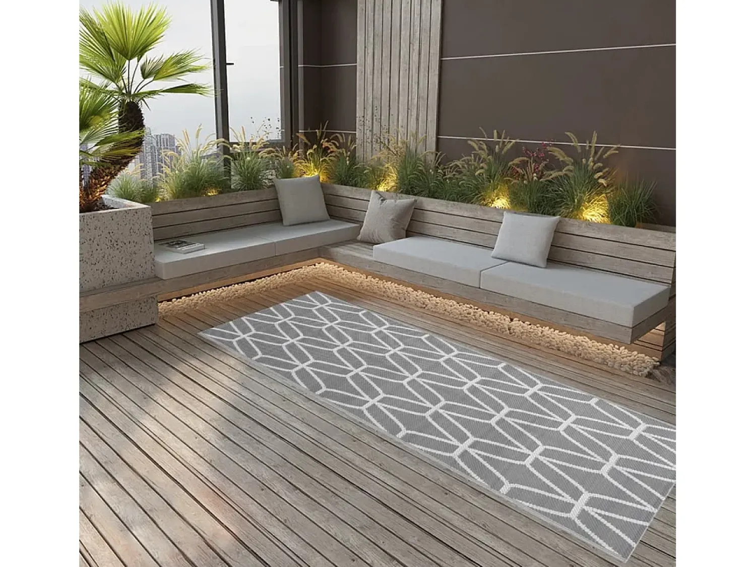 Garden Furniture Alfombra De Exterior^Seran Alfombra de exterior ARAKIL 80x250 cm PP Gris