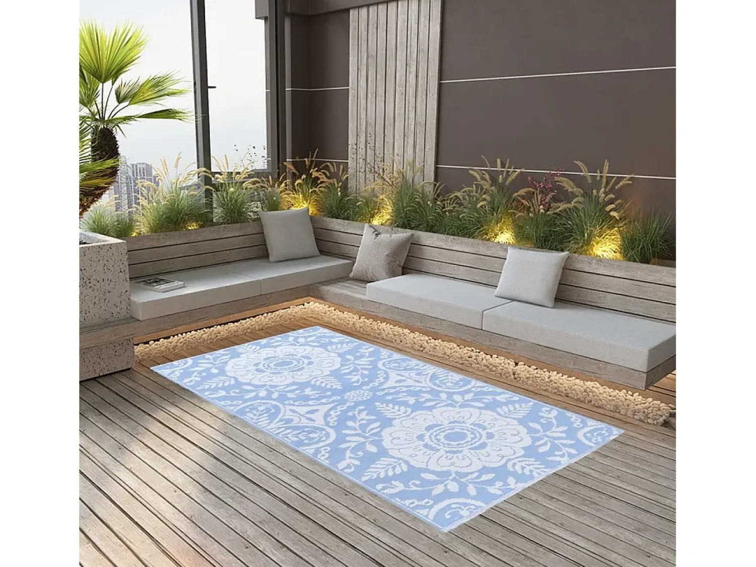 Garden Furniture Alfombra De Exterior^Seran Alfombra de exterior ARAKIL bebé 80x150 cm PP Azul