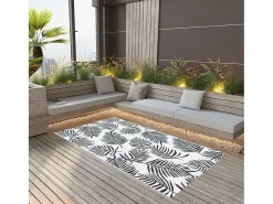Seran Alfombra de exterior ARAKIL blanca y negra 120x180 cm PP