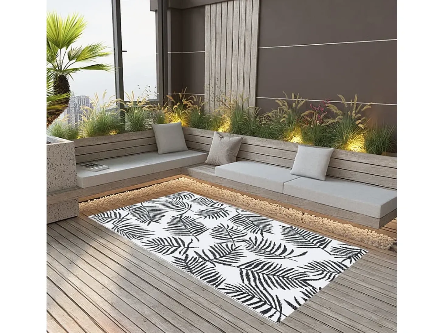 Seran Alfombra de exterior ARAKIL blanca y negra 120x180 cm PP