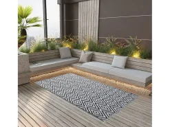 Seran Alfombra de exterior ARAKIL blanca y negra 190x290 cm PP