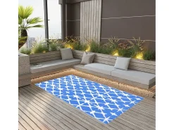 Garden Furniture Alfombra De Exterior^Seran Alfombra exterior ARAKIL y blanco 160x230 cm PP Azul