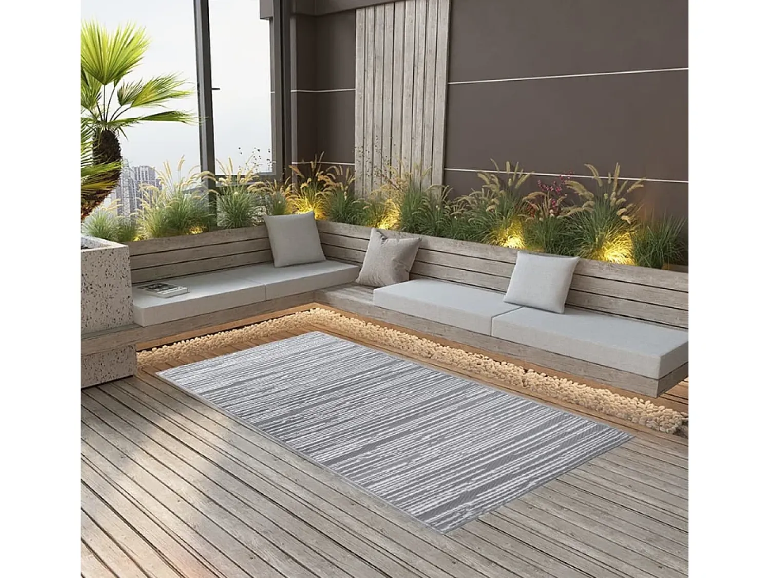 Garden Furniture Alfombra De Exterior^Seran Alfombra exterior ARAKIL PP 160x230 cm Gris
