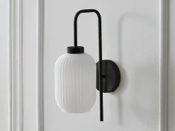OZAIA Aplique Para Pared^Set de 2 apliques de pared en metal y cristal texturado blanco - L.25 x Alt.41 cm - Negro - LOUXOR Negro / Blanco