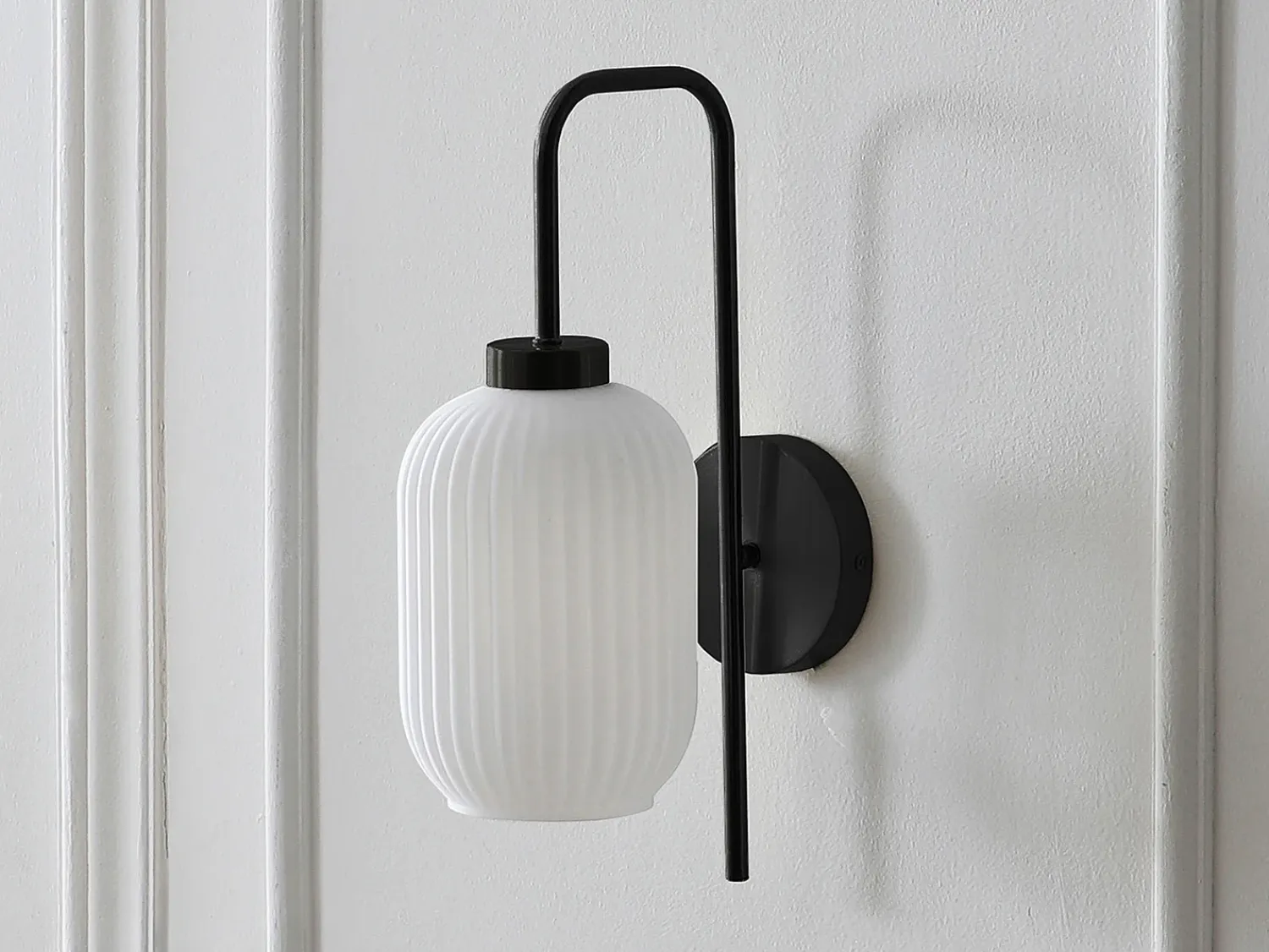 OZAIA Aplique Para Pared^Set de 2 apliques de pared en metal y cristal texturado blanco - L.25 x Alt.41 cm - Negro - LOUXOR Negro / Blanco
