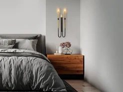 Best OZAIA Set de 2 apliques de pared estilo candelabro de metal - Dorado y negro - Alt. 58 cm - OVYLA Negro / Dorado