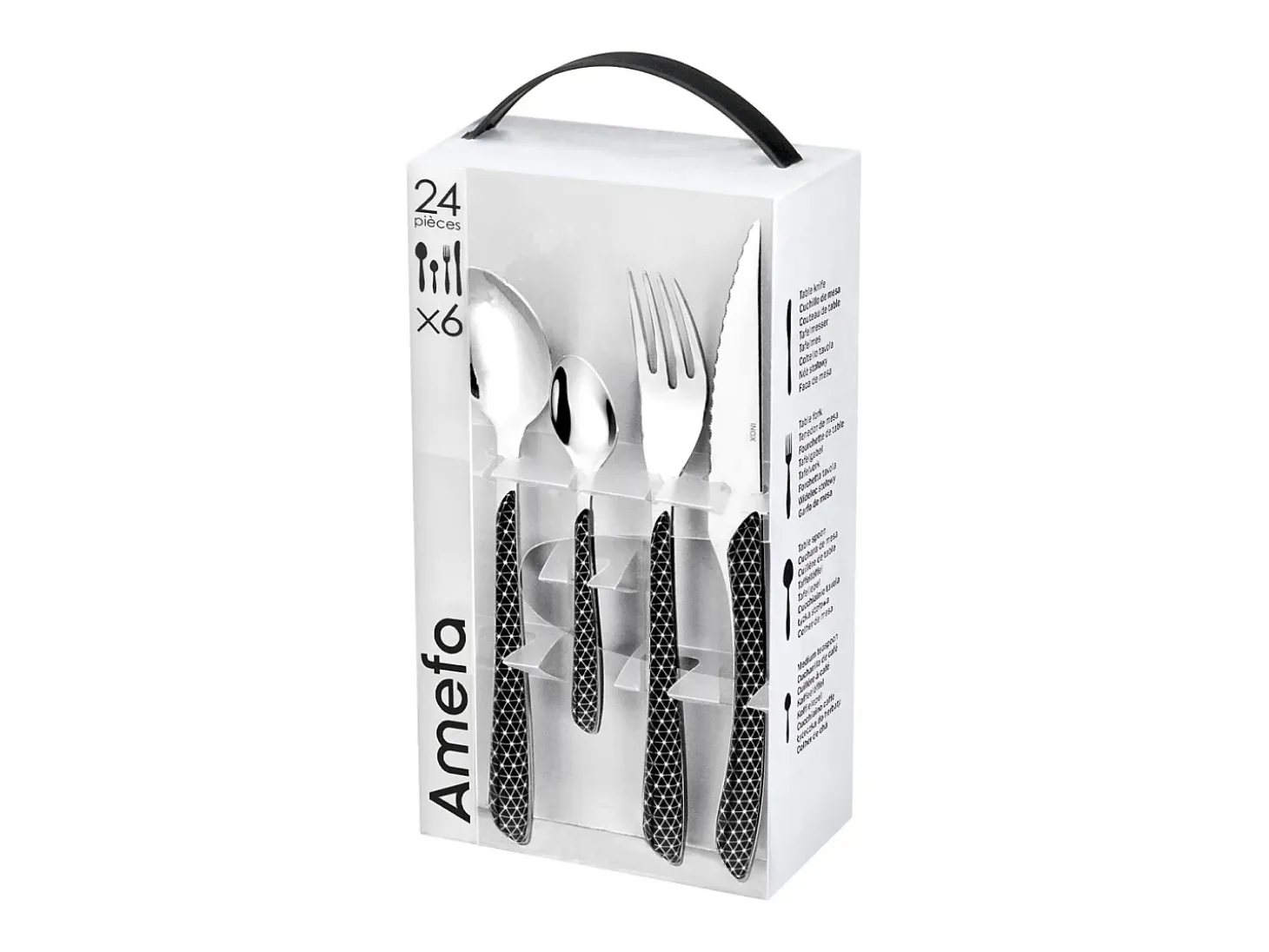 Set de 24 cubiertos Geo Amefa acero inoxidable negro