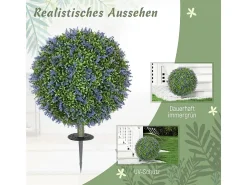 Set de 2 lavandas artificiales realistas, protección UV, plástico morado (40x40x60cm)