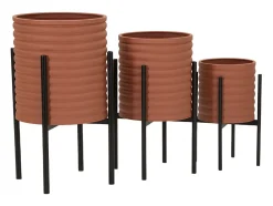 Set de 3 portamacetas redondos modernos de metal colorido Milly Tris
