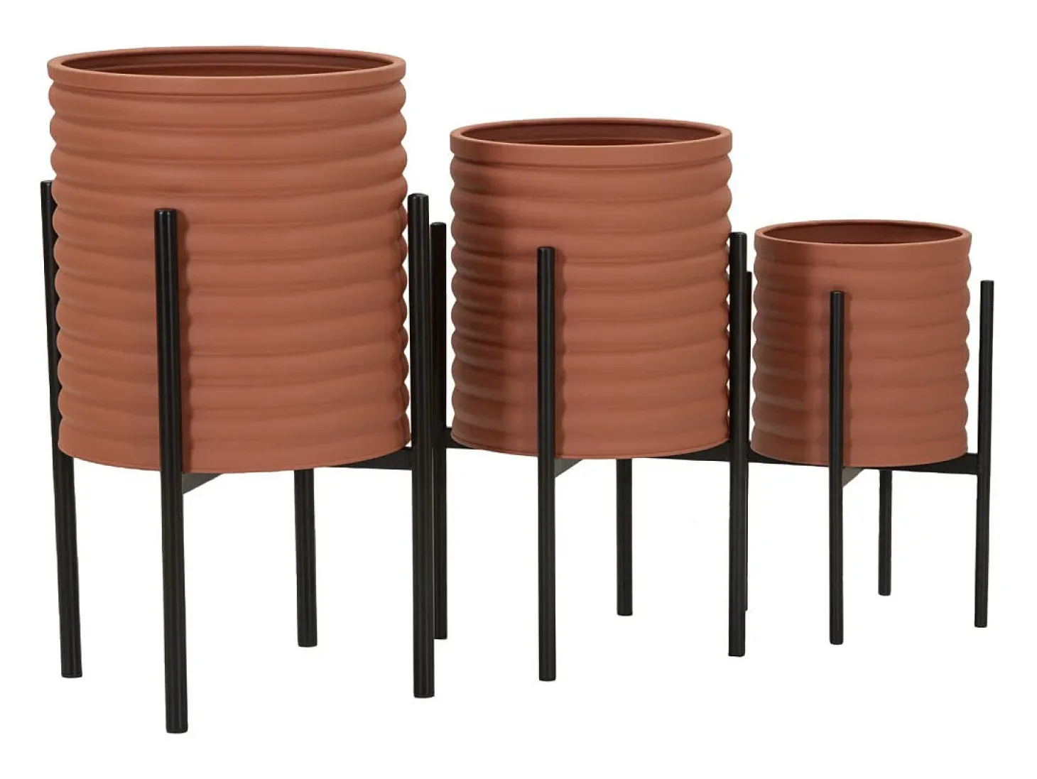 Set de 3 portamacetas redondos modernos de metal colorido Milly Tris