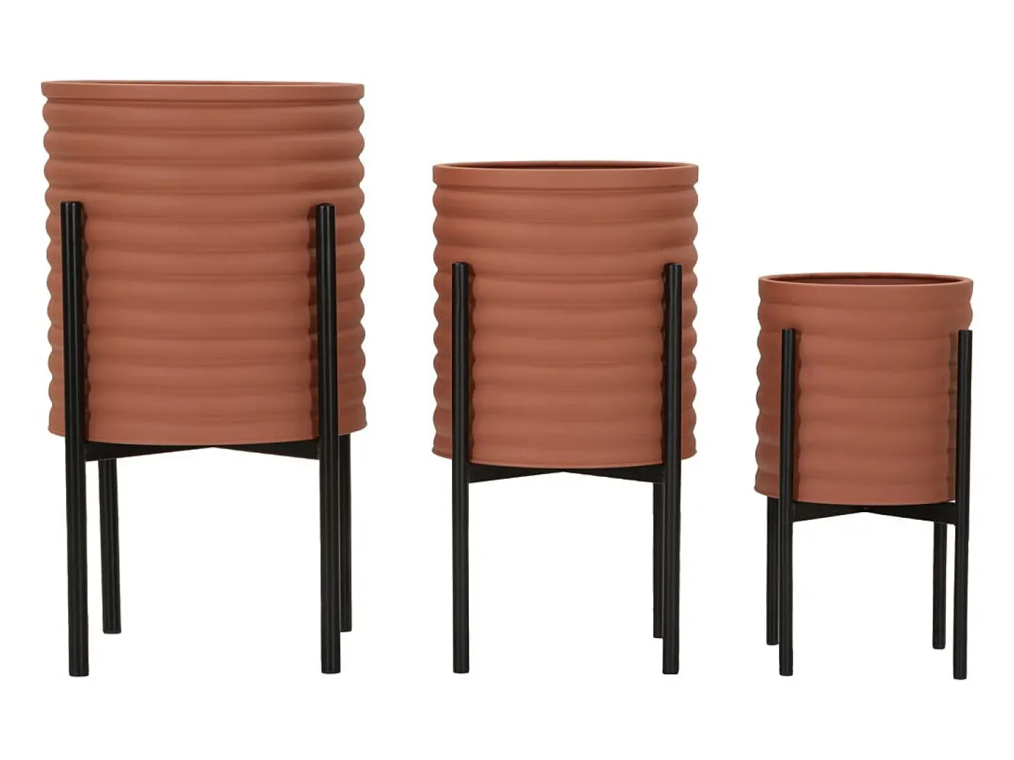 Set de 3 portamacetas redondos modernos de metal colorido Milly Tris