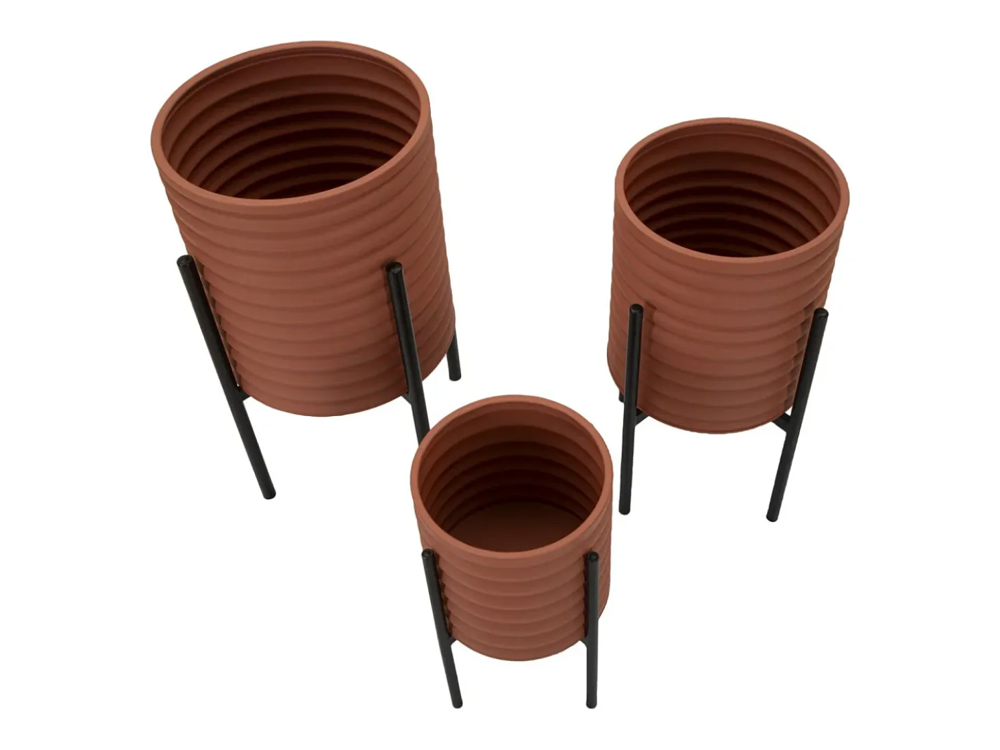 Set de 3 portamacetas redondos modernos de metal colorido Milly Tris