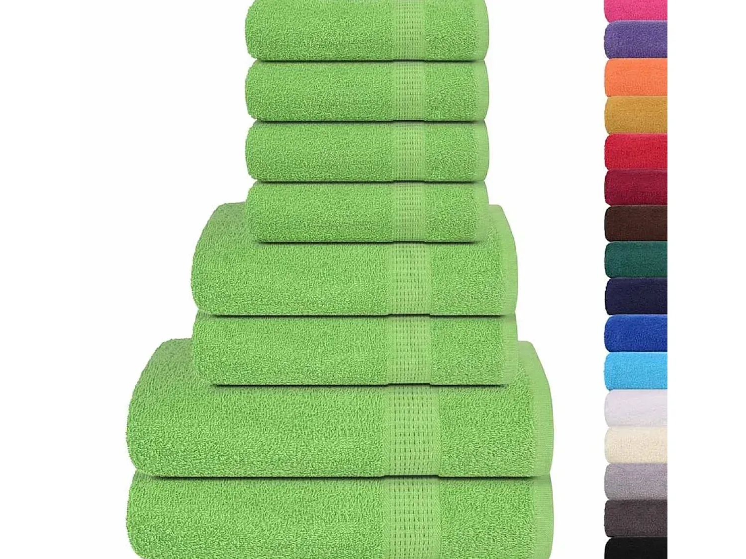 vidaxl Ropa De Cama|Textil De Baño^Set de 8 toallas Ariel 360 gramos algodón Verde
