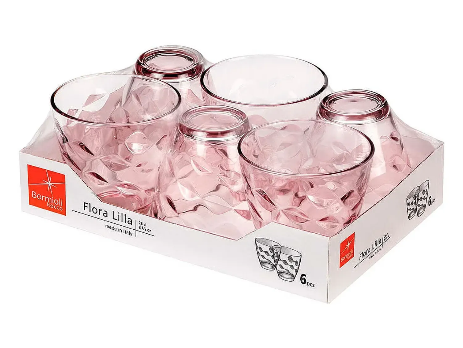 Bormioli Rocco Vaso^Set de 6 vasos Flora 26cl lila Violeta