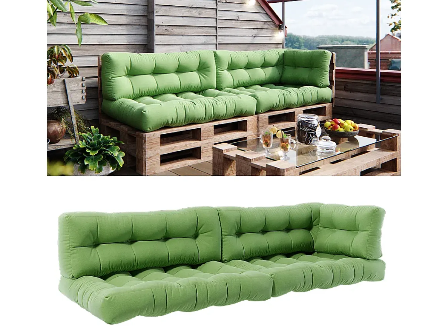 Vicco Ropa De Casa^Set de cojines para paletas 120x80x15 flocken Verde