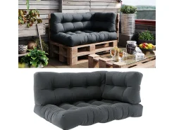 Discount Vicco Set de cojines para paletas antracita 120x15x80 flocken Gris antracita
