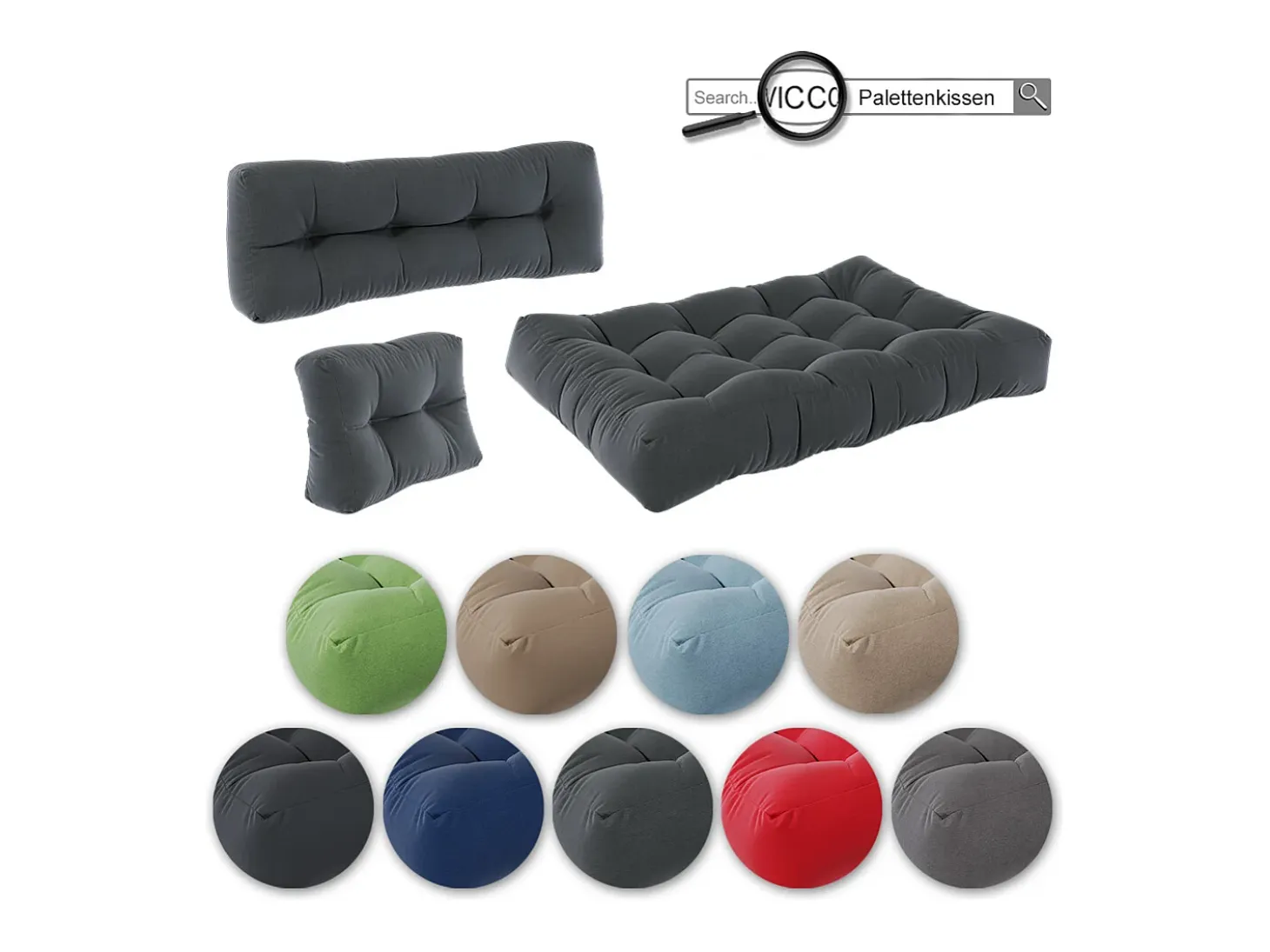 Set de cojines para paletas antracita 120x80x15 flocken