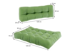 Vicco Ropa De Casa^Set de cojines para paletas 120x15x80 flocken Verde
