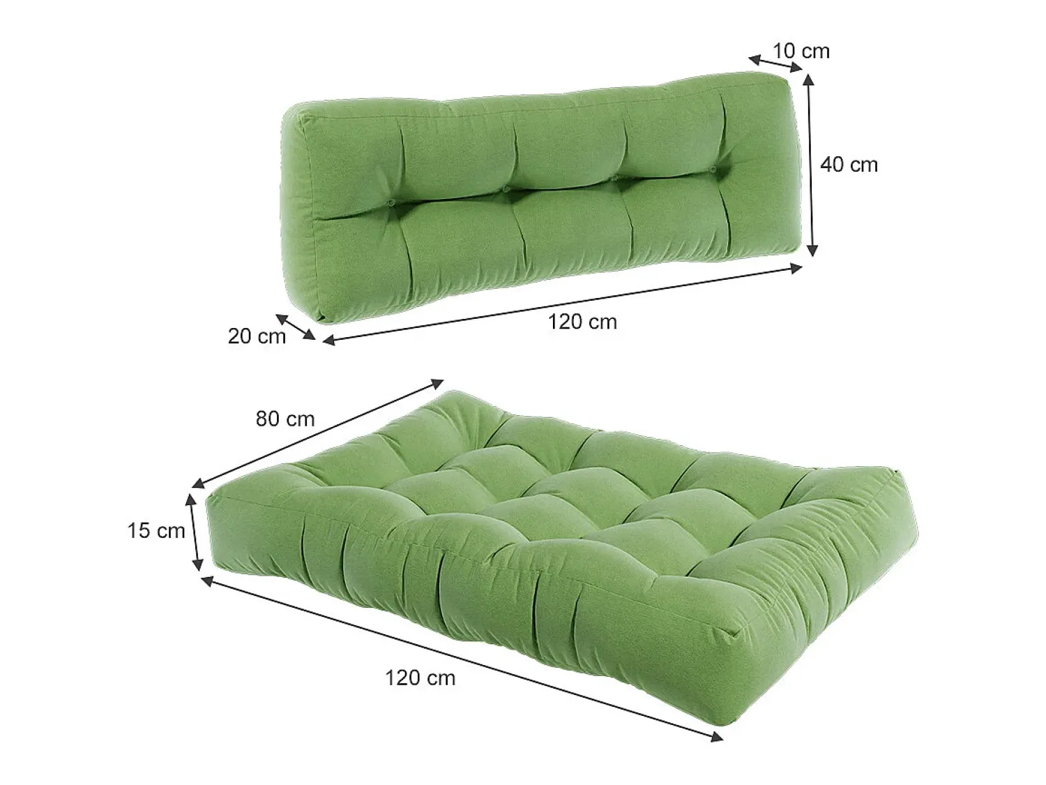 Vicco Ropa De Casa^Set de cojines para paletas 120x15x80 flocken Verde