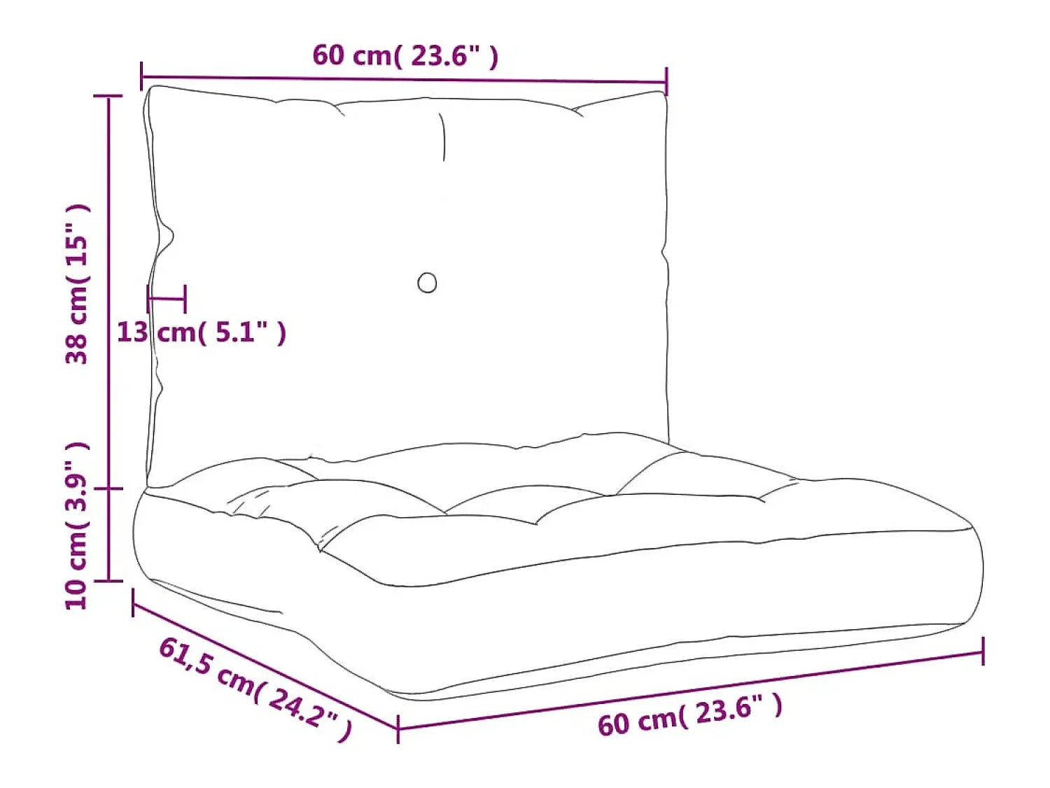 Clicnbuy Ropa De Casa^Set de cojines para sofá de palets tela marino 60x38x13 cm Azul