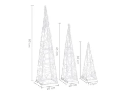 Set de cono de luz LED decorativo acrílico azul 30/45/60cm