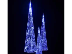 Set de cono de luz LED decorativo acrílico azul 30/45/60cm