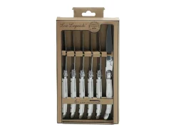 Cubierto^Set de Cuchillos Lou Laguiole Rustic Carnes Blanco Metal 6 Unidades Marfil