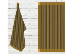 Soleil d'ocre Set de paños de cocina de algodón KENT antracita y amarillo, por Gris antracita