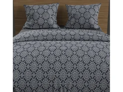 Best Soleil d'ocre Set funda nórdica de algodón 57 hilos 240x220 cm ESMERALDA marine Azul