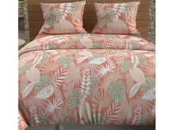Best Soleil d'ocre Set funda nórdica de algodón 57 hilos 240x220 cm TANZANIA coral Naranja