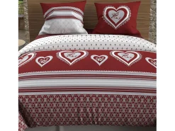 Soleil d'ocre Set funda nórdica de algodón 57 hilos 240x220 cm PASSION red Rojo
