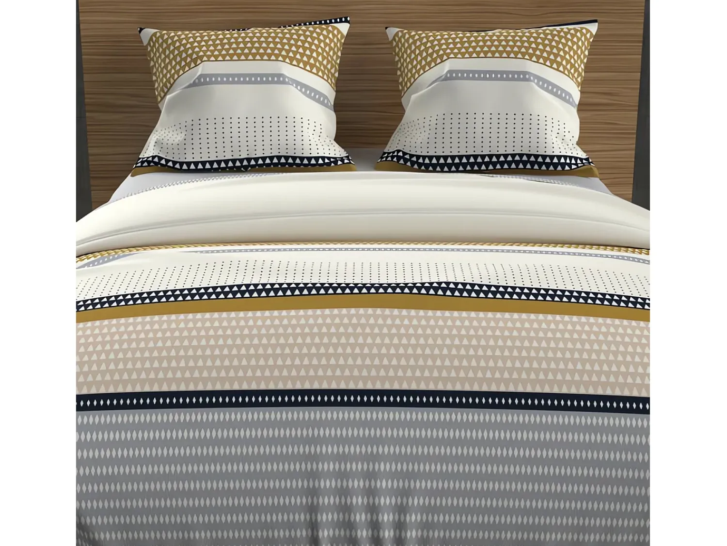 Soleil d'ocre Set funda nórdica de algodón 57 hilos 240x220 cm THALES mostaza Amarillo