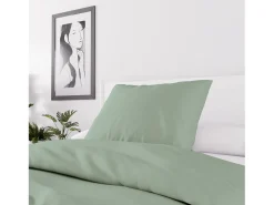 Set funda nórdica de microfibra lavada 140x200 cm BOHEME verde, por Intemporel