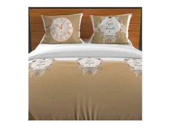 Soleil d'ocre Ropa De Cama^Set funda nórdica 260x240 cm algodón 57 Hilos FAMILY SPIRIT taupe Topo