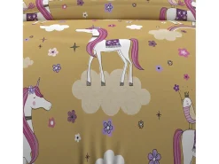 Set funda nórdica 140x200 cm LISOcornios amarillo, 100% algodón 57 hilos/cm2