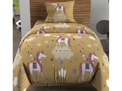 Set funda nórdica 140x200 cm LISOcornios amarillo, 100% algodón 57 hilos/cm2