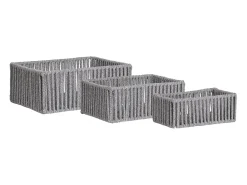 Les Tendances Macetero^Set van 3 ARESE opbergmanden – Grijs katoen en metaal Gris