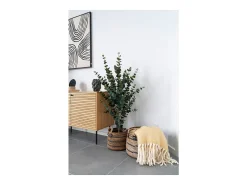 Discount Les Tendances Set van 2 ERBA opbergmanden – Natuurlijke jute met strepen en leren handvatten Beige
