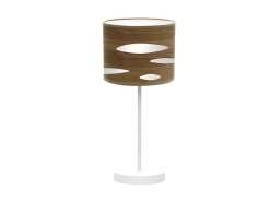 AKUNADECOR Lámpara De Mesa^Sobremesa Con Pantalla En Color Madera Oscura Modelo Odra Blanco