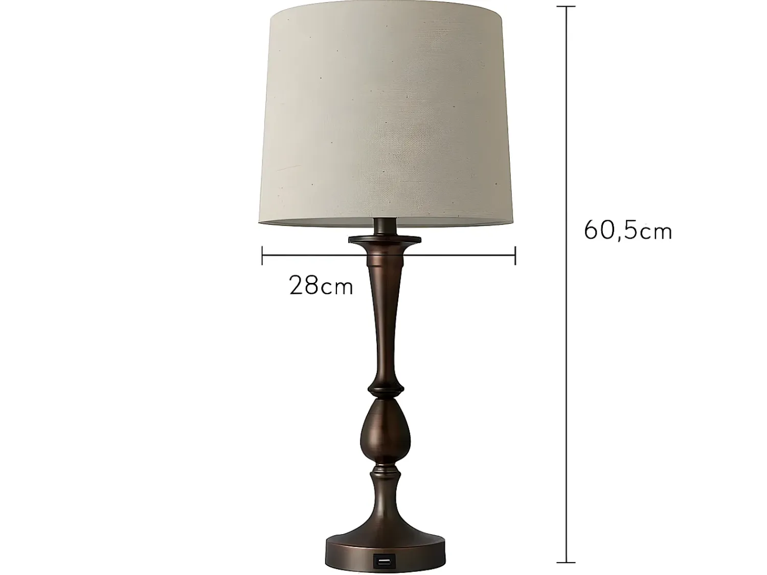 AKUNADECOR Lámpara De Mesa^Sobremesa Con Puerto Usb Modelo Khalifa Marron Con Pantalla Marru00f3n