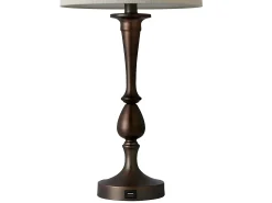 AKUNADECOR Lámpara De Mesa^Sobremesa Con Puerto Usb Modelo Khalifa Marron Con Pantalla Marru00f3n