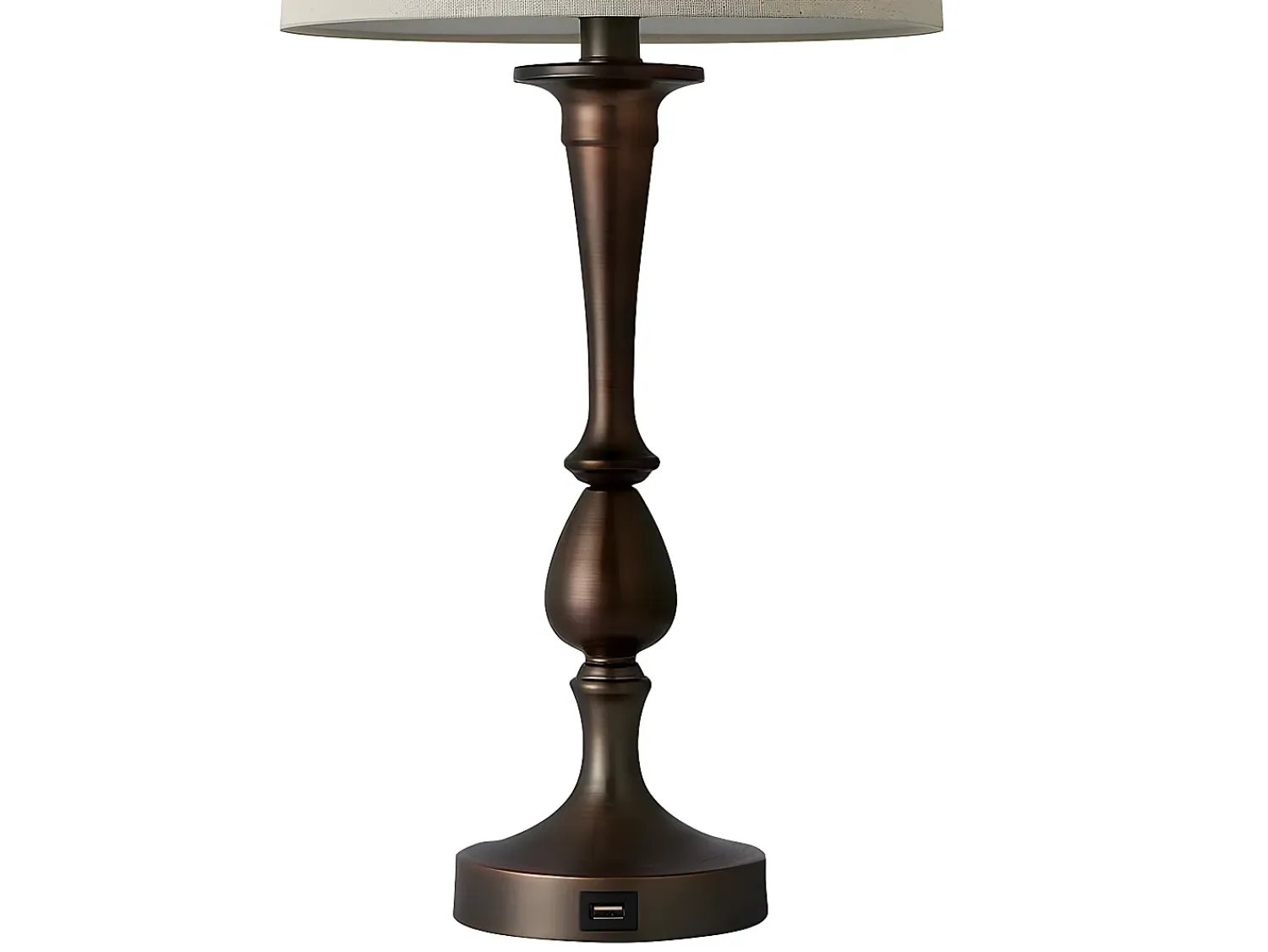 AKUNADECOR Lámpara De Mesa^Sobremesa Con Puerto Usb Modelo Khalifa Marron Con Pantalla Marru00f3n