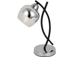 AKUNADECOR Lámpara De Mesa^Sobremesa Con Tulipa Cristal Modelo Denali Cromo Plateado