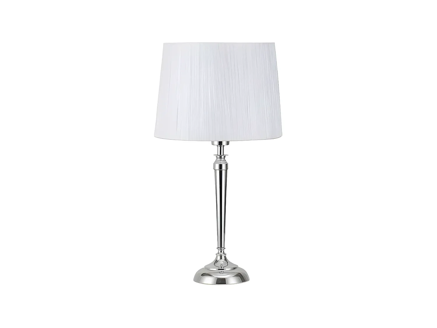 AKUNADECOR Lámpara De Mesa^Sobremesa Cromo Con Pantalla Blanca Modelo Alamo 1 Luz, Plateado