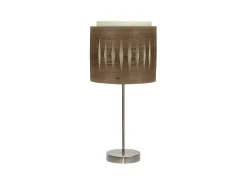 Sobremesa 1luz Modelo Alexandra Pequeña Cuero/madera Oscura